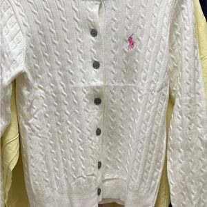Ralph Lauren Women's Cream & Dark Pink Knit Cardigan